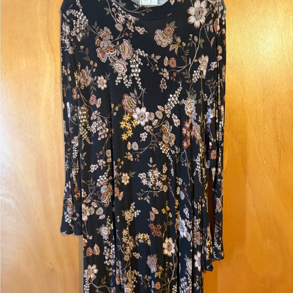 Maurices Black Floral Long Sleeve Dress